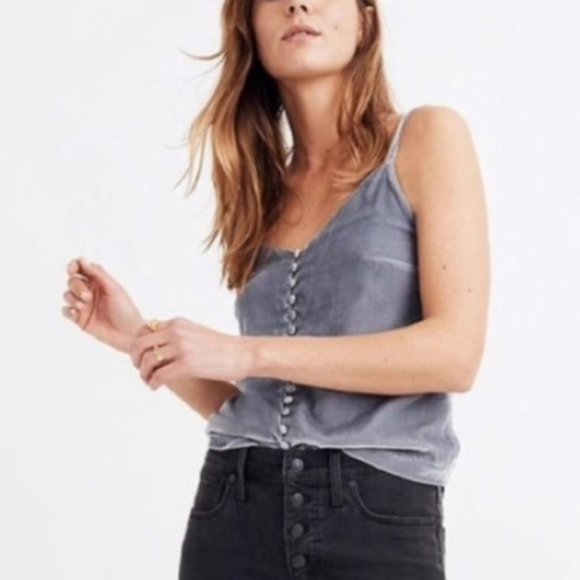 NWT Madewell Velvet Button-Down Cami Top - Lilac Purple - Size 14 - Picture 2 of 14